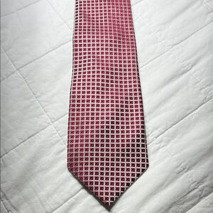 Vintage Calvin Klein Elegant‎ Red and White Checkered Men's Tie 100% silk